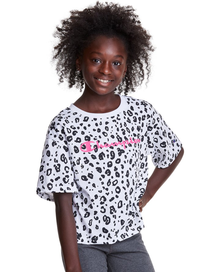 Camiseta Champion Niña - Boxy Leopard Print ( Blancas ) 8609417-CK